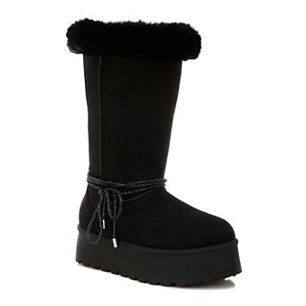 London Rag Olonya Women's Faux Fur Collar Anti-Skid Winter Boots