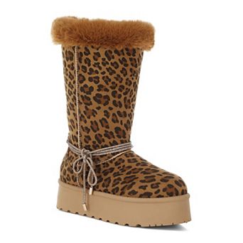 London Rag Olonya Women's Faux Fur Collar Anti-Skid Winter Boots