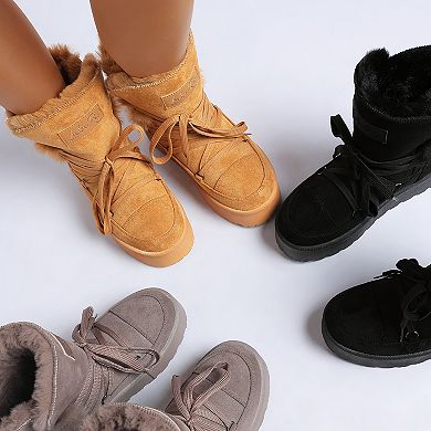 London Rag Noaya Women's Faux Fur Chunky Winter Boots