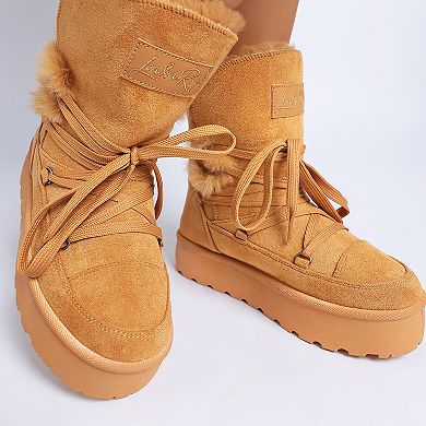 London Rag Noaya Women's Faux Fur Chunky Winter Boots