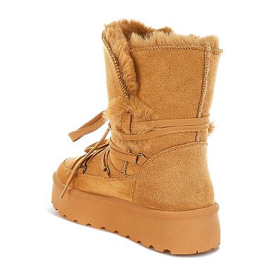 London Rag Noaya Women's Faux Fur Chunky Winter Boots