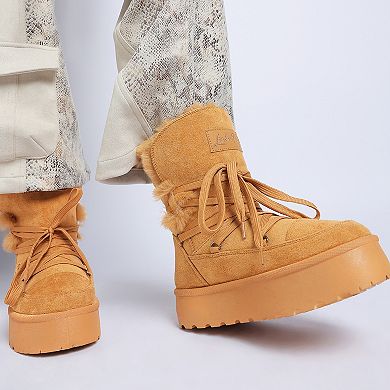 London Rag Noaya Women's Faux Fur Chunky Winter Boots