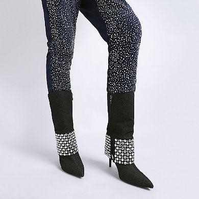 London Rag Basso Women's Diamante Studded Stiletto Boots