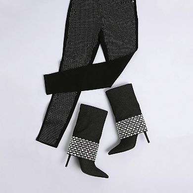 London Rag Basso Women's Diamante Studded Stiletto Boots