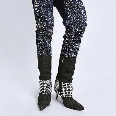 London Rag Basso Women's Diamante Studded Stiletto Boots