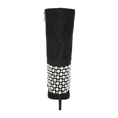 London Rag Basso Women's Diamante Studded Stiletto Boots