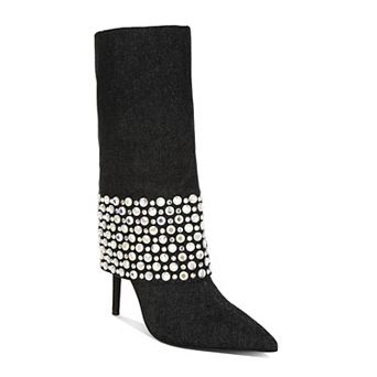 London Rag Basso Women's Diamante Studded Stiletto Boots