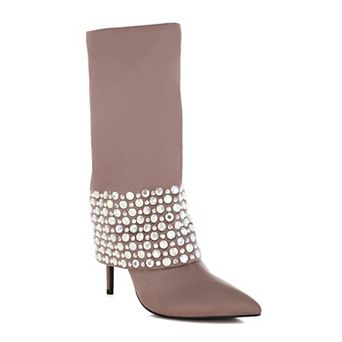 London Rag Basso Women's Diamante Studded Stiletto Boots