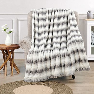 Home Soft Things Faux Fur Stripe Throw Blanket