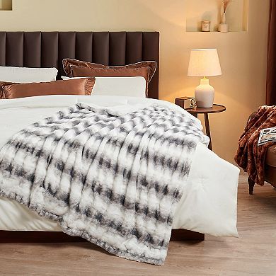 Home Soft Things Faux Fur Stripe Throw Blanket