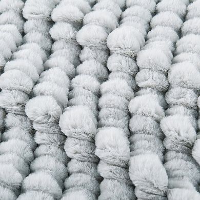 Home Soft Things Spandex Striped Heavy Faux Fur Throw Blanket