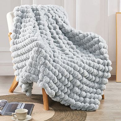Home Soft Things Spandex Striped Heavy Faux Fur Throw Blanket