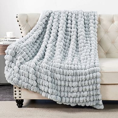 Home Soft Things Spandex Striped Heavy Faux Fur Throw Blanket
