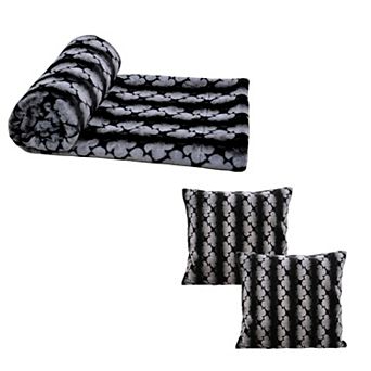 Home Soft Things Faux Fur Throw Blanket & Pillow Cover Set
