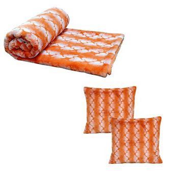 Home Soft Things Faux Fur Throw Blanket & Pillow Cover Set