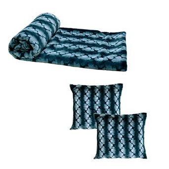 Home Soft Things Faux Fur Throw Blanket & Pillow Cover Set