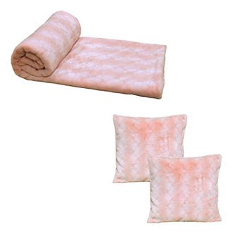Home Soft Things Faux Fur Throw Blanket & Pillow Cover Set