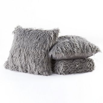 Home Soft Things Mongolian Faux Fur Throw Blanket & Pillow Cover Set