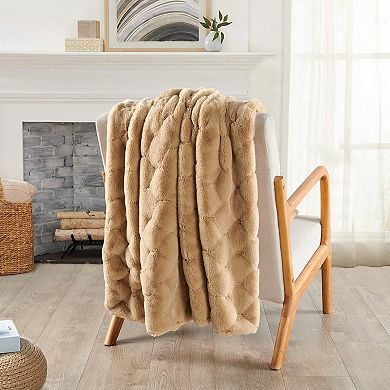 Home Soft Things Jacquard Rabbit Faux Fur Throw Blanket