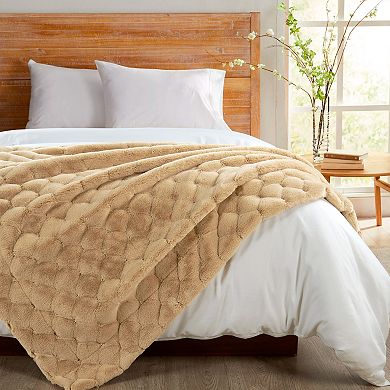 Home Soft Things Jacquard Rabbit Faux Fur Throw Blanket