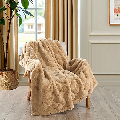 Home Soft Things Jacquard Rabbit Faux Fur Throw Blanket