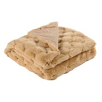 Home Soft Things Jacquard Rabbit Faux Fur Throw Blanket