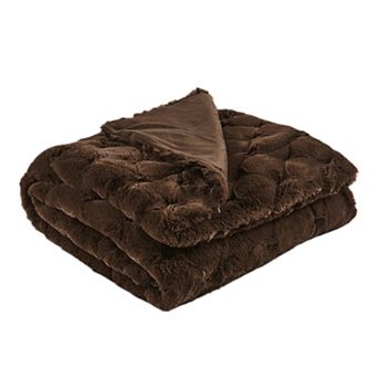 Home Soft Things Jacquard Rabbit Faux Fur Throw Blanket