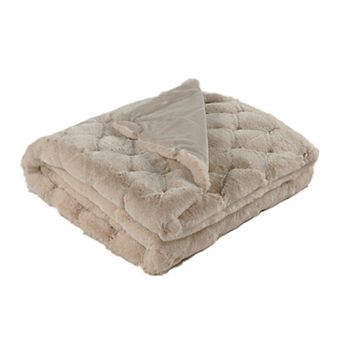 Home Soft Things Jacquard Rabbit Faux Fur Throw Blanket