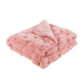 Home Soft Things Jacquard Rabbit Faux Fur Throw Blanket