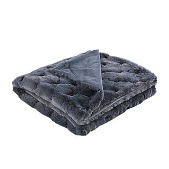 Home Soft Things Jacquard Rabbit Faux Fur Throw Blanket