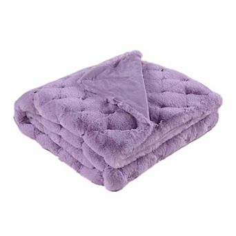 Home Soft Things Jacquard Rabbit Faux Fur Throw Blanket