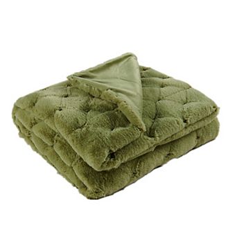 Home Soft Things Jacquard Rabbit Faux Fur Throw Blanket