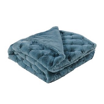 Home Soft Things Jacquard Rabbit Faux Fur Throw Blanket