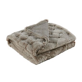Home Soft Things Jacquard Rabbit Faux Fur Throw Blanket