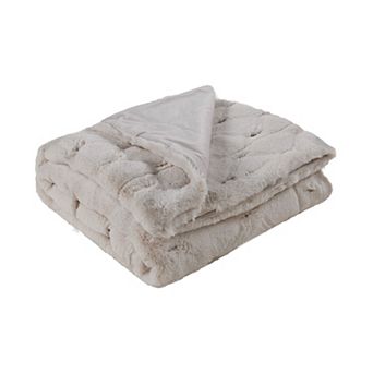 Home Soft Things Jacquard Rabbit Faux Fur Throw Blanket