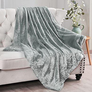 Home Soft Things Plain Faux Fur Throw Blanket