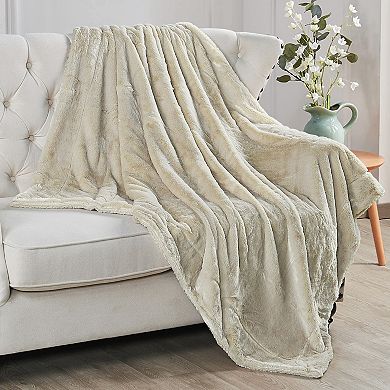 Home Soft Things Plain Faux Fur Throw Blanket
