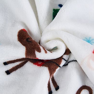 Home Soft Things Holiday Printed Plush Faux Fur Throw Blanket