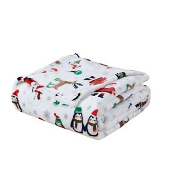 Home Soft Things Holiday Printed Plush Faux Fur Throw Blanket