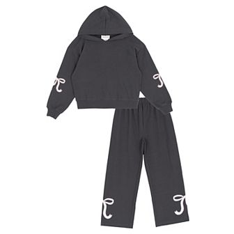 Girls 7-12 Tween Diva 2 pc Hoodie & Sweatpants Set With Bow Graphic