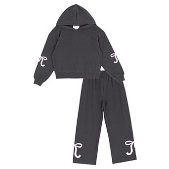 Girls 7-12 Tween Diva 2 pc Hoodie & Sweatpants Set With Bow Graphic