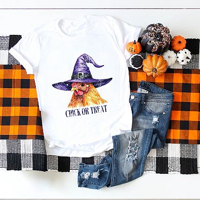 Chick Or Treat Watercolor Distressed - Women's Short Sleeve Graphic T-Shirt