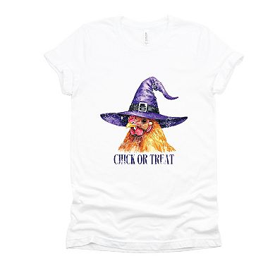 Chick Or Treat Watercolor Distressed - Women's Short Sleeve Graphic T-Shirt