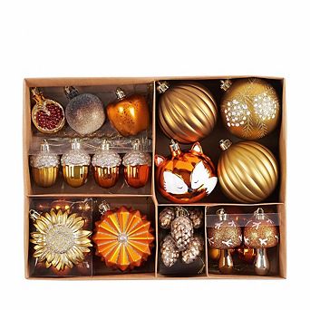 Woodland Fall Christmas Tree Ornaments Set, 50 pc Autumn Harvest Ornaments