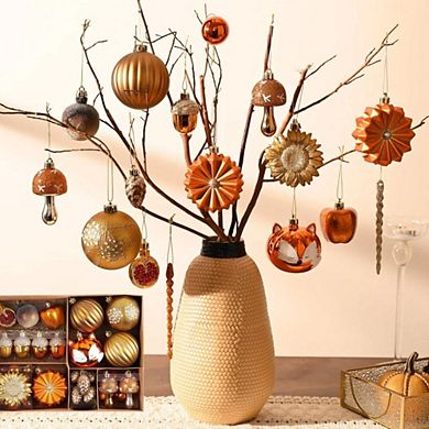 Woodland Fall Christmas Tree Ornaments Set, 50-Piece Autumn Harvest Ornaments