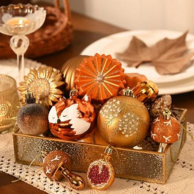 Woodland Fall Christmas Tree Ornaments Set, 50-Piece Autumn Harvest Ornaments