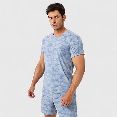 Men's Camo Print Short Sleeve Performance Tee with Quick-Dry Lightweight Stretch Fabric