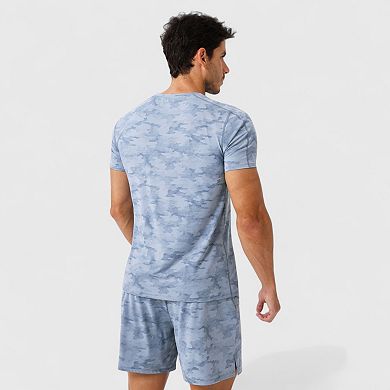 Men's Camo Print Short Sleeve Performance Tee with Quick-Dry Lightweight Stretch Fabric