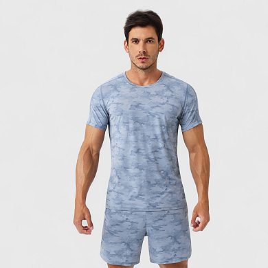 Men's Camo Print Short Sleeve Performance Tee with Quick-Dry Lightweight Stretch Fabric