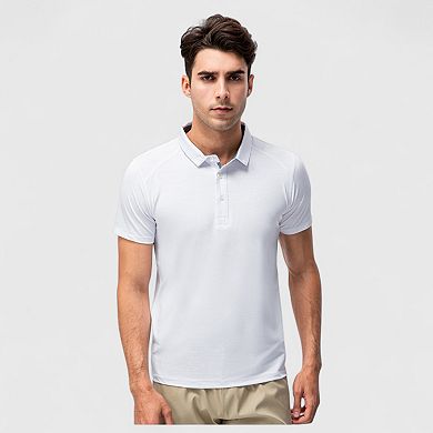 Men's Athletic Fit Polo Shirt with Short Sleeves and Three-Button Placket